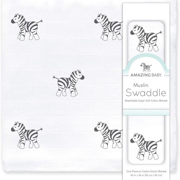 Amazing Baby Zebra Newborn Muslin Swaddle - Picture 1 of 9